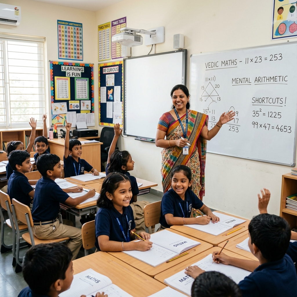 Indian trainer teaching Vedic maths
